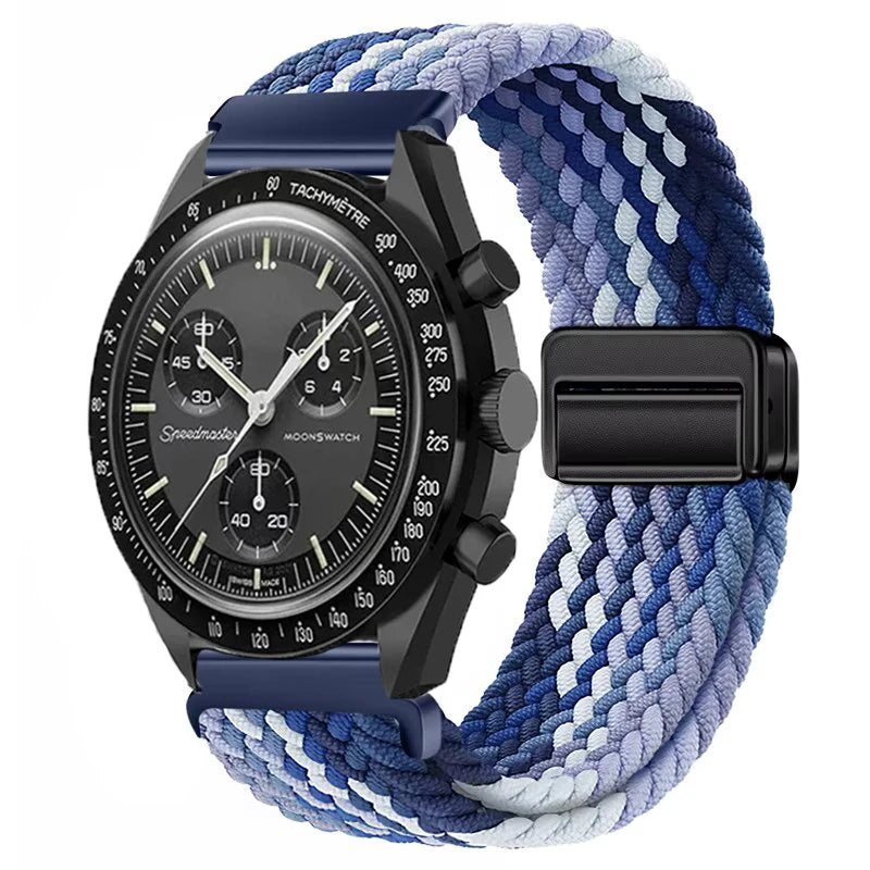 Nylon Loop Strap For Omega X Joint MoonSwatch Magnetic Weave Bracelet 20mm For Amazfit Active 2 GTR 42mm Samsung Gear S2 Classic