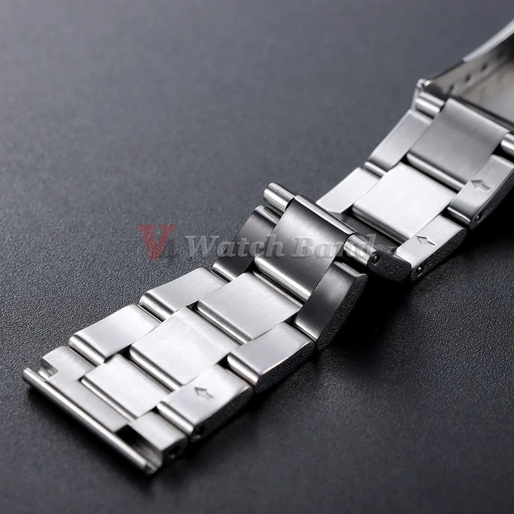 Curved End Metal Watch Strap 20mm for Rolex for Oyster Perpetual Stainless Steel Wrist Band Folidng Buckle Bracelet Accessories