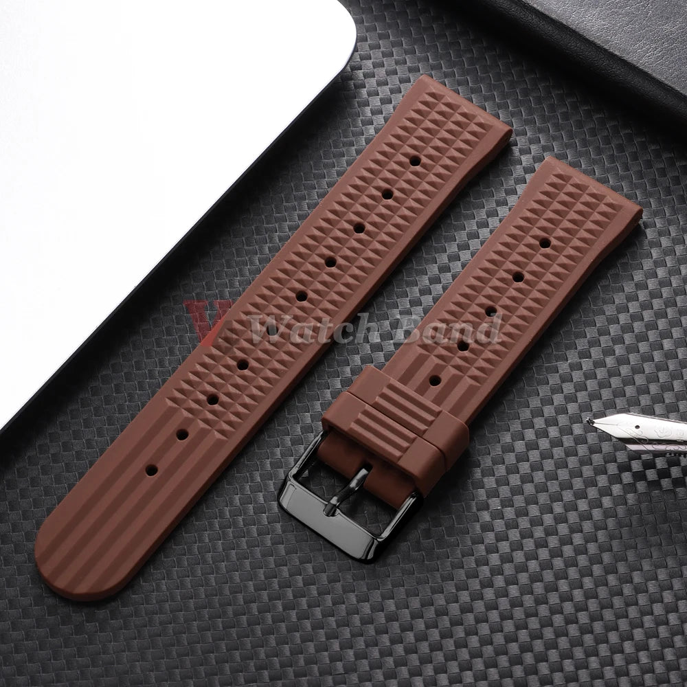 Premium Rubber Band for Seiko Watch Strap 20mm 22mm Flat-end Universal Silicone Rubber Bracelet Wrist Strap Soft for Smartwatch
