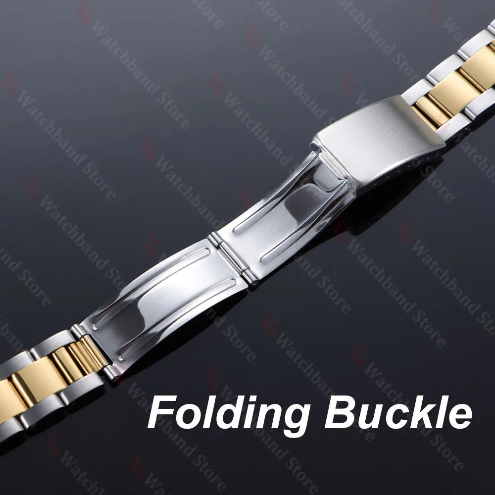 Luxury Curved End Watch Band 13mm 17mm 18mm 19mm 20mm 21mm for Rolex Oyster Perpetual King Stainless Steel Bracelet Accessories
