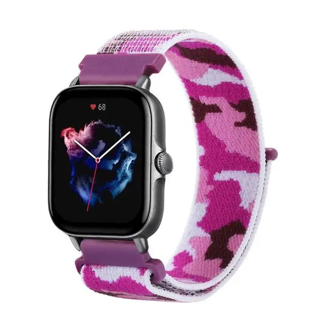 20mm 22mm Strap For Amazfit GTS/4/3/2E/GTS4/Mini/GTR 4/3/Pro/42mm/47mm/Strato GTR4 Nylon Camouflage Bracelet Amazfit Bip 3 Strap