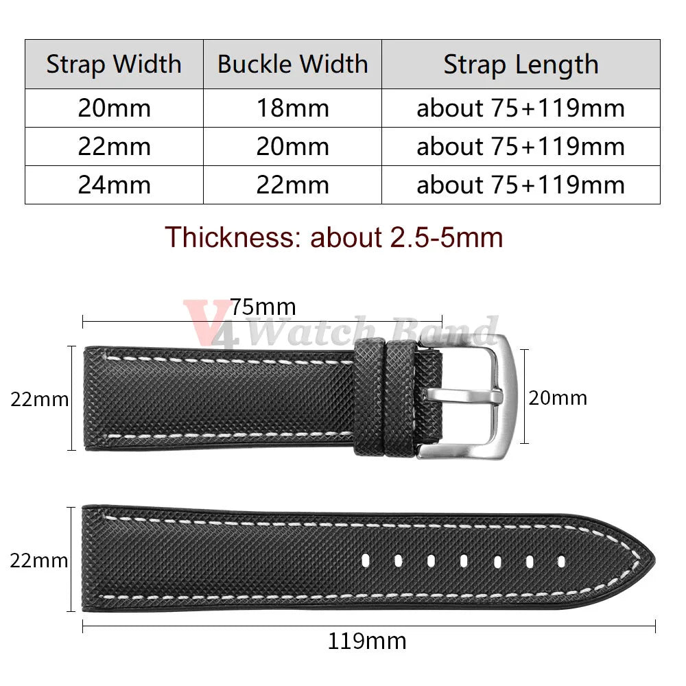 Carbon Fiber Nylon Plaid Silicone Strap 20mm 22mm 24mm for IWC for Casio for Seiko for Omega Rubber Watchband Universal Bracelet