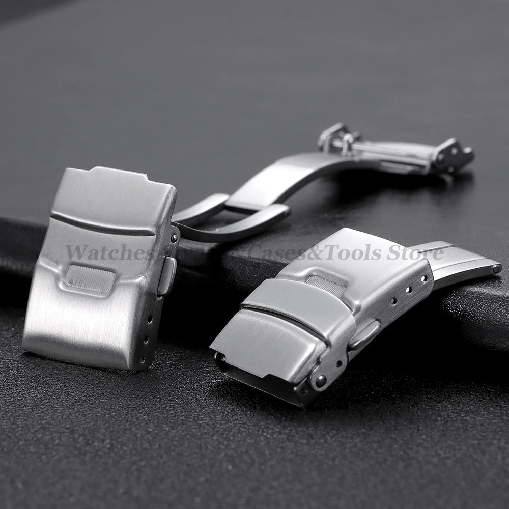 Stainless Steel Watchband Buckle for Seiko Watch Clasp 18mm/20mm/22mm/24mm Soild Button for Citizen Diver Clasp WatchAccessories