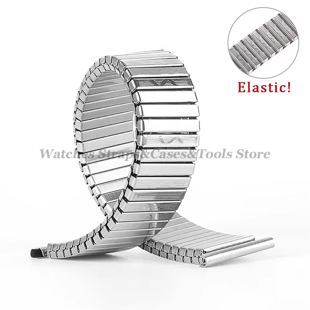 12/14/16/18/20mm Metal Elastic Watch Strap Stretch Expansion Stainless Steel Watch Band Men Women Wristband Accessories Bracelet