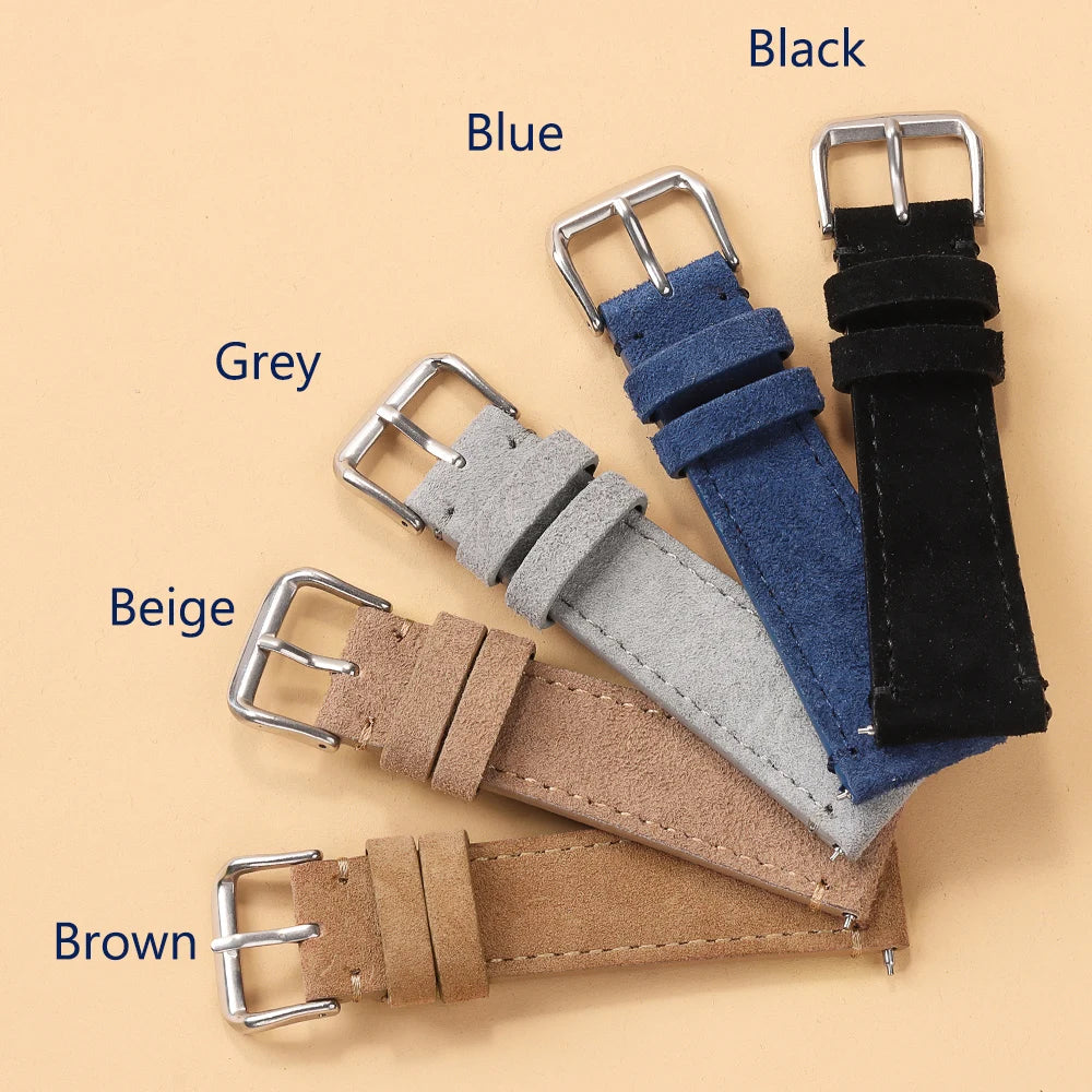 Soft Suede Retro Genuine Leather Strap for Seiko for Rolex Sport Watchband 20mm 22mm for Huawei Watch Amazfit GT2/GT3 Bracelet