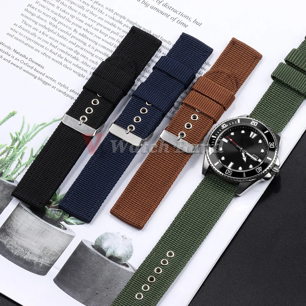 16/18/20/22/24mm Nylon Watch Band for Seiko Army Military Canvas Woven Nylon Strap for Huawei Wristband Men's Sport Watch Bands