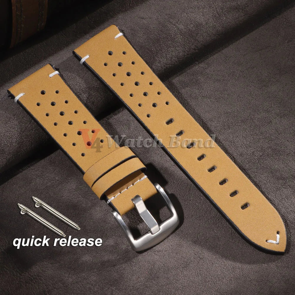 Retro Calf Watchband 20mm 22mm Breathable Geniune Cowhide Straps for Samsung Watch Strap for Huawei Watch Gt2/Gt3 Sport Belt