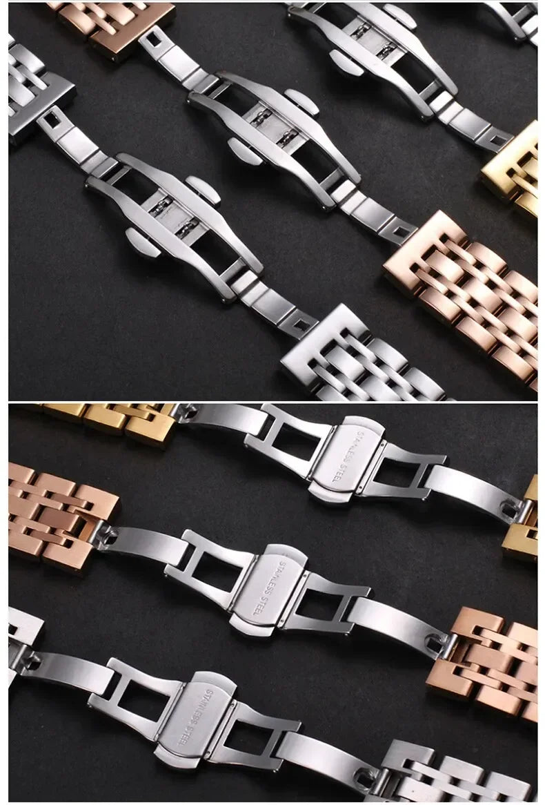 16/18/19/20/21/22/24mm Solid Stainless Steel Watch Band for TISSOT Butterfly Buckle 304L Metal Wrist Strap for Omega for Seiko