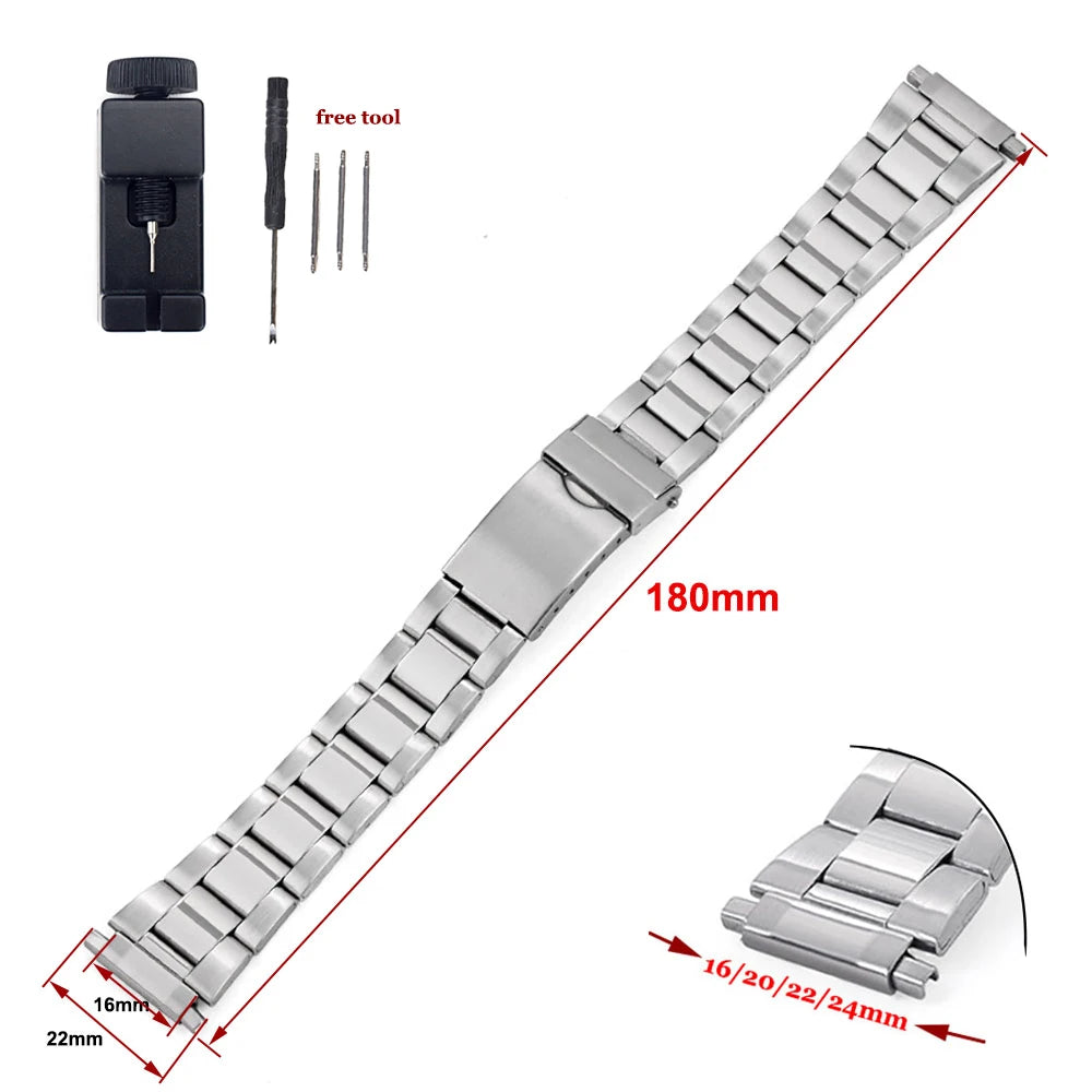 16-22mm Stainless Steel Strap for Seiko for Universal Smart Watch Band Women Men Watchbands Fashion Adjustable New Bracelet