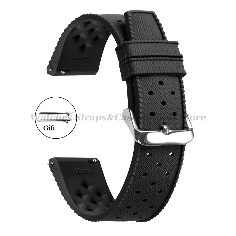 20mm Rubber Strap for Omega for Swatch for Moonswatch Watch Strap Soft Silicone Waterproof Sport Wristband Women Men's Bracelet