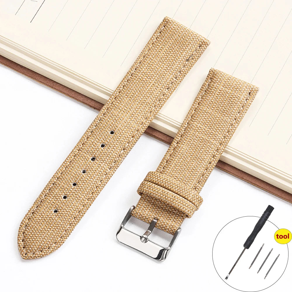 10/12/14/16/18/20/22mm Fabric Strap Denim Pattern Watchband Vintage Unisex Watch Band Accessories Soft Stitch Bracelet