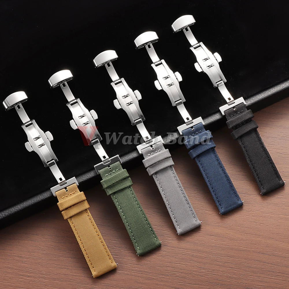 QuickRelease Nylon Watchband for Hamilton Military Sailcloth Watch Strap 20mm 22mm for Omega for Seiko Business Butterfly Buckle