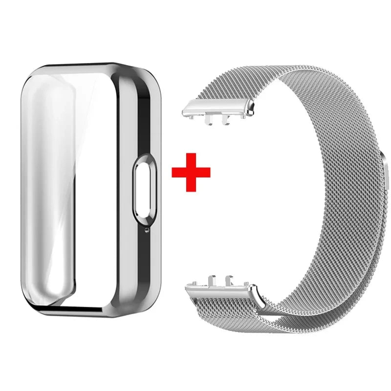 Case+Milanese Strap For Samsung Galaxy Fit 3 Full Protector Cover Band For Samsung Galaxy Fit 3 SM-R390 Magnetic Watchband