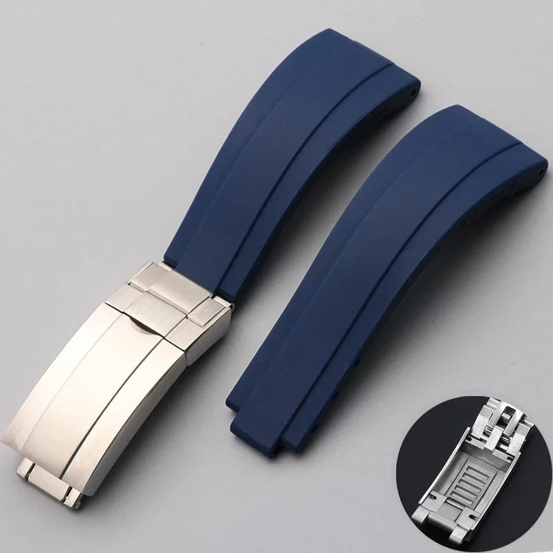 20mm Bracelet for Rolex Submariner DAYTONA GMT DEEPSEA Silicone Strap Diver Sport Waterproof  Rubber Watchband 9×9mm SlideBuckle