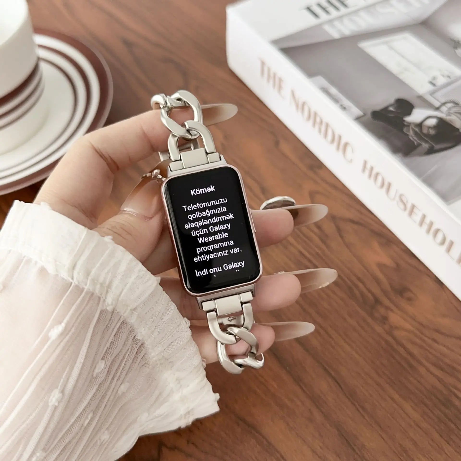 Stainless Steel Strap For Samsung Galaxy Fit 3 Metal Chain Band For Samsung Galaxy Fit 3 SM-R390 Cowboy Watchband Accessories