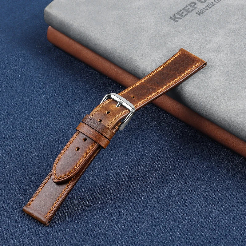 Genuine Cowhide Strap for Casio for Seiko for Omega  High Quality Crazy Horse Cowhide Watch Band for Rolex 18 22 22mm