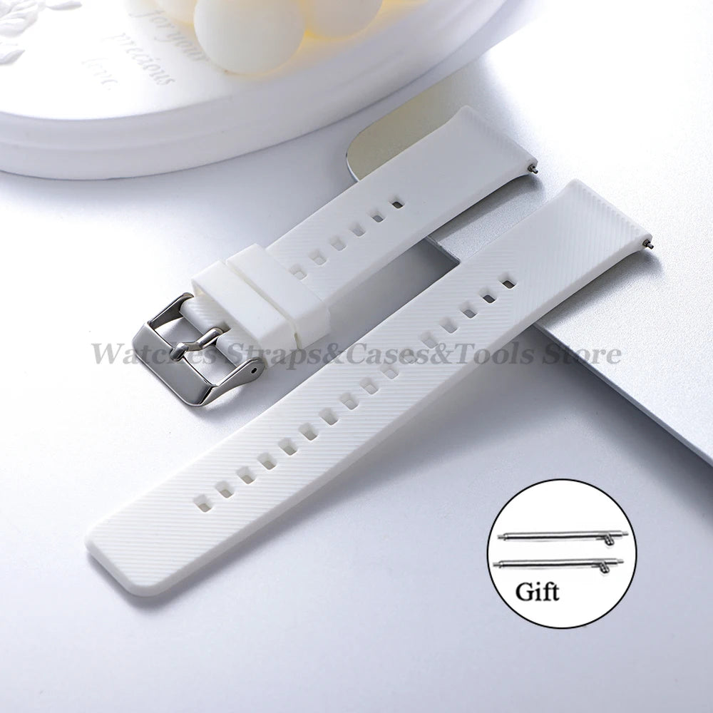 Soft Silicone Watchband Strap 18mm 19mm 20mm 21mm 22mm for Omega for Seiko Quick Release for Smartwatch Men's Universal Bracelet