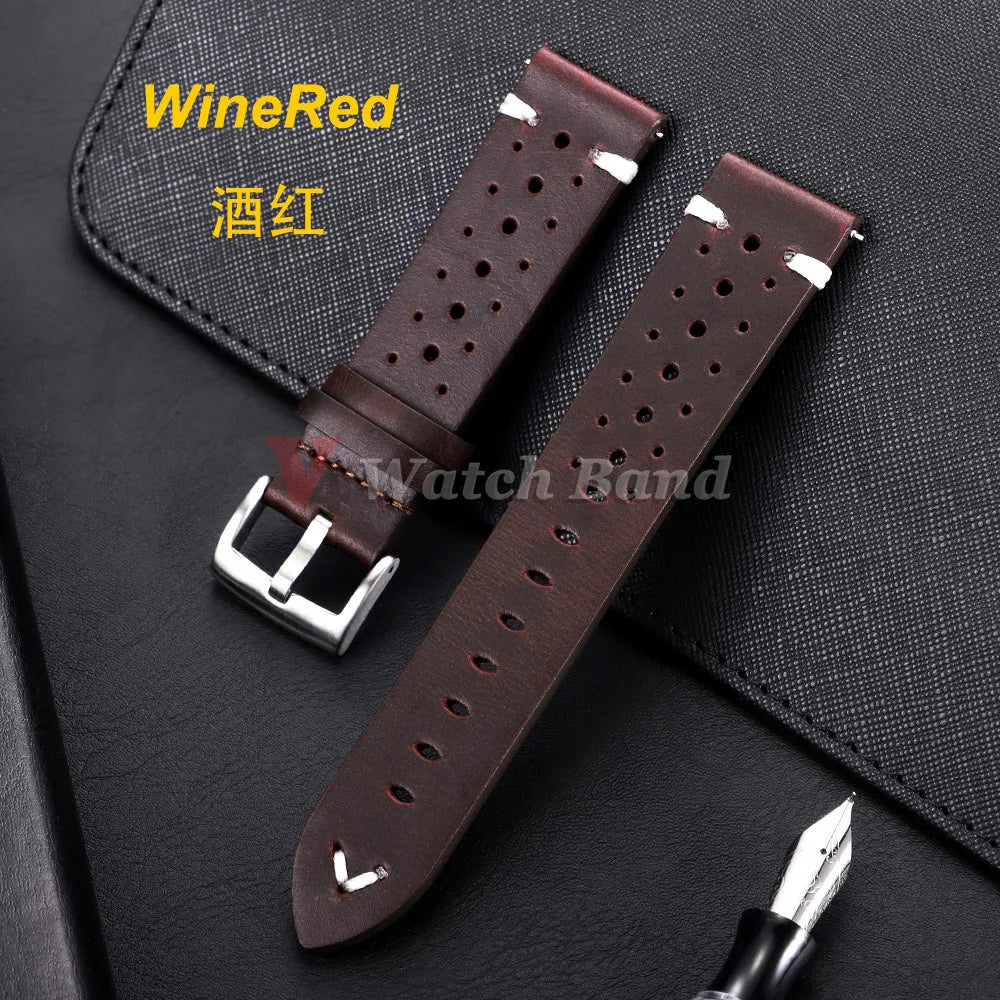 Cowhide Watch Strap 20mm 22mm for Samsung Galaxy Watch 8/7/6/5/4 Vintage Dark Brown Quick Release Watchband for Omega for Seiko