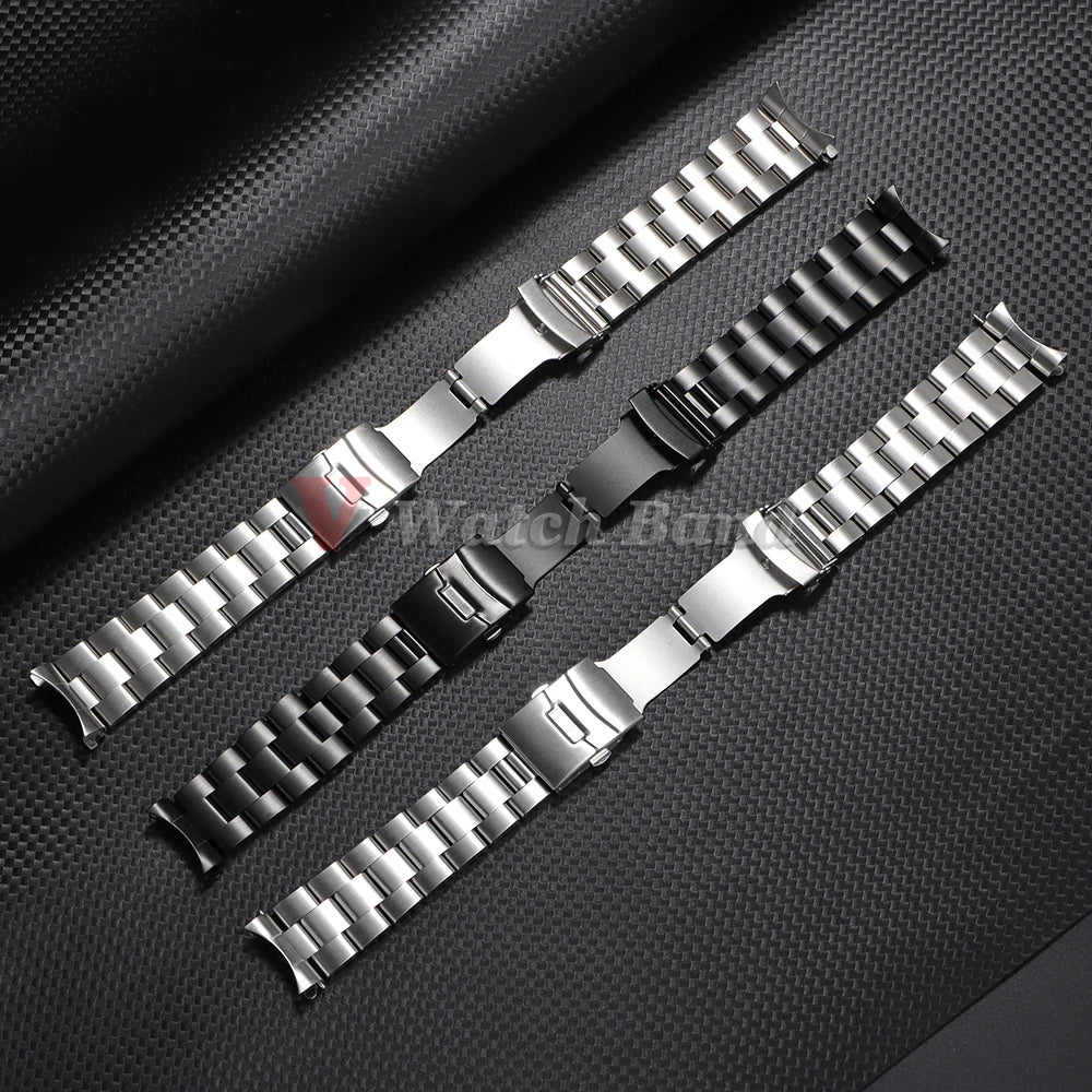18/19/20/21/22/23/24mm 316L Stainless Steel Black Silver Arc End Watchband for Seiko Strap for Skx007/Skx009 Sport Belt Bracelet