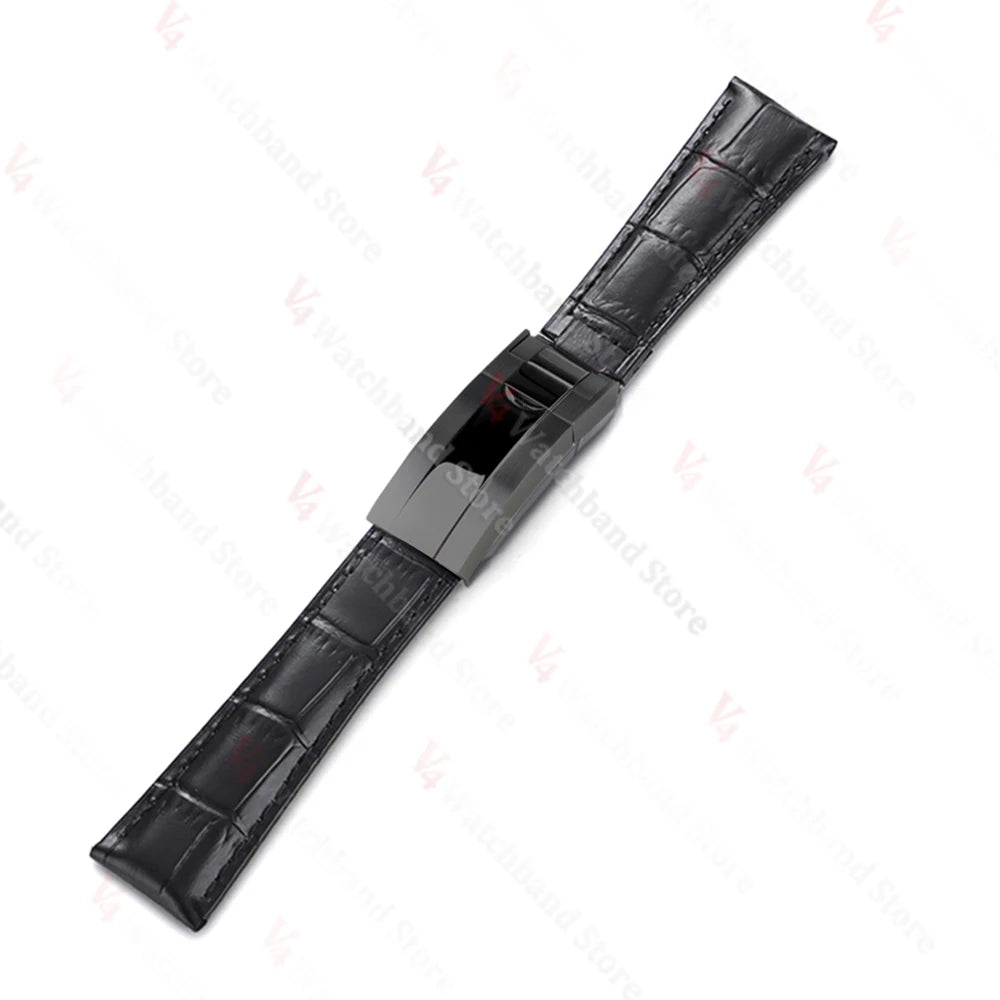 20mm Watch Band for Rolex SUBMARINER Yacht-Master DAYTONA GMT Cowhide Leather Men Strap Waterproof Wrist Belt Watch Accessories