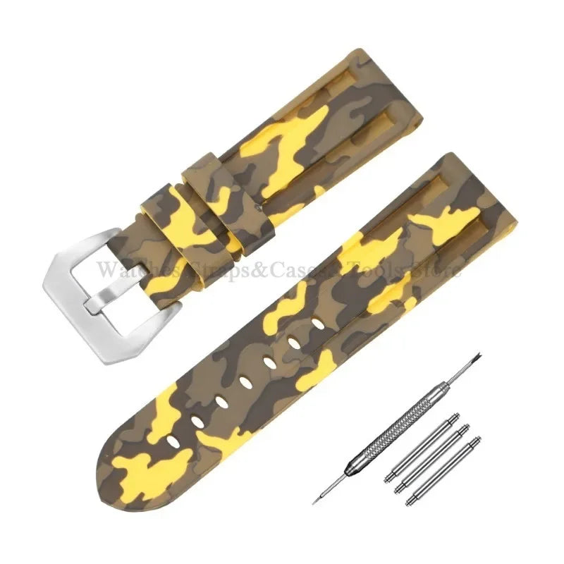 Camouflage Rubber Strap For Panerai Band 20mm 22mm 24mm 26mm Silicone MenSport Waterproof Wristband For Omega Universal Bracelet