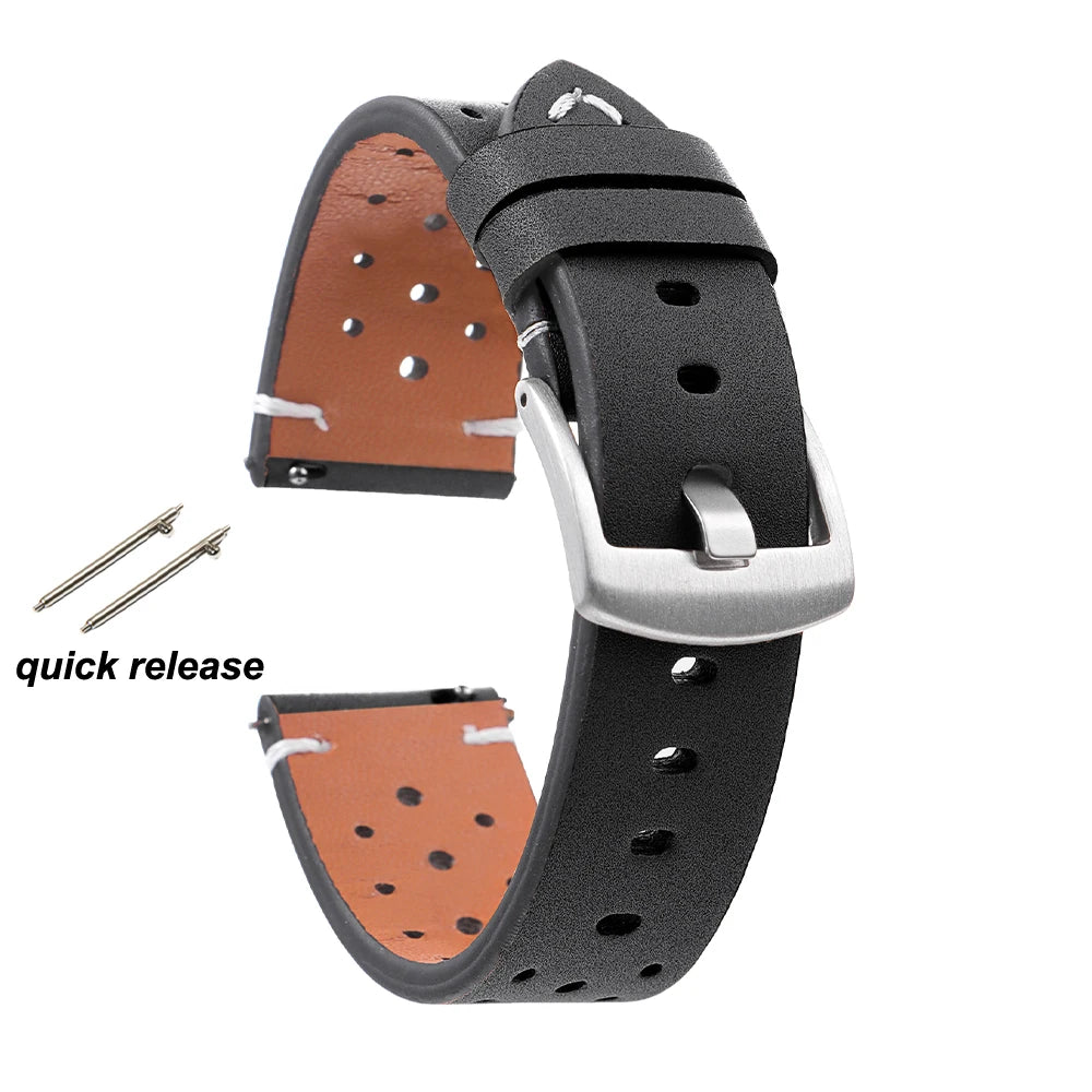 Breathable Retro Band Wristband for Samsung Galaxy Watch 6 5 4 Soft Genuine Cowhide Leather Strap for Seiko 20mm 22mm Bracelet