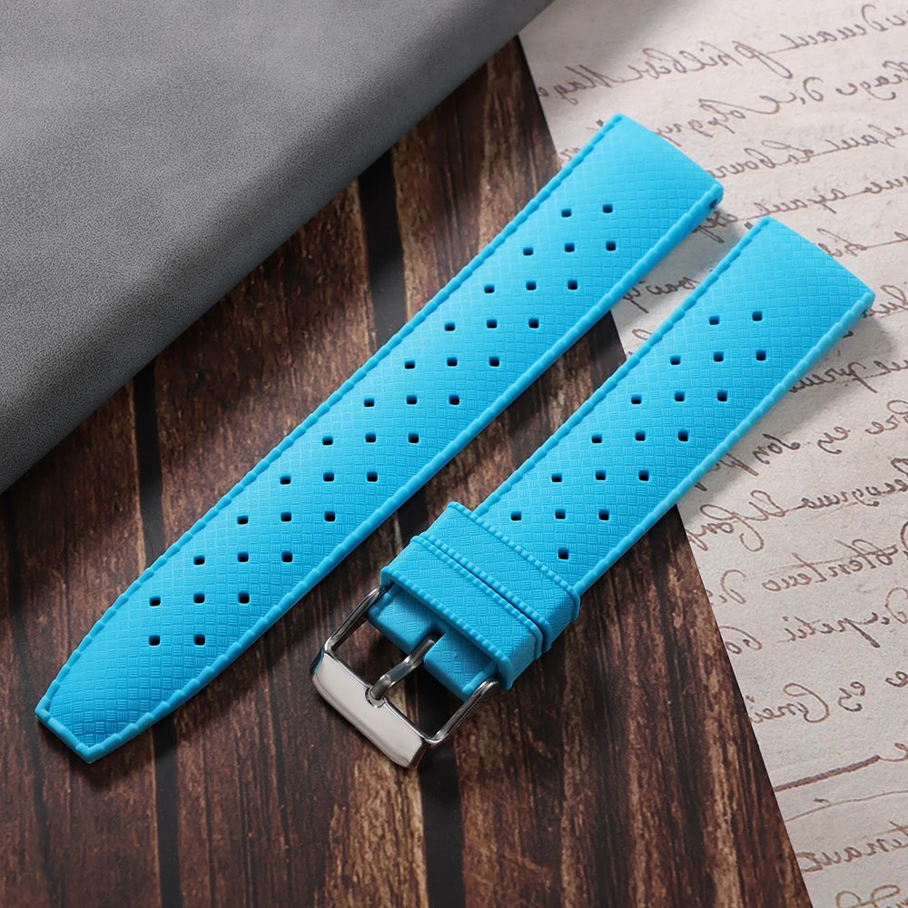 Premium Grade Tropical Rubber Watch Strap 20mm 22mm for Seiko SRP7J1 Watch Bands Diving Waterproof Strap Flat Universal Bands