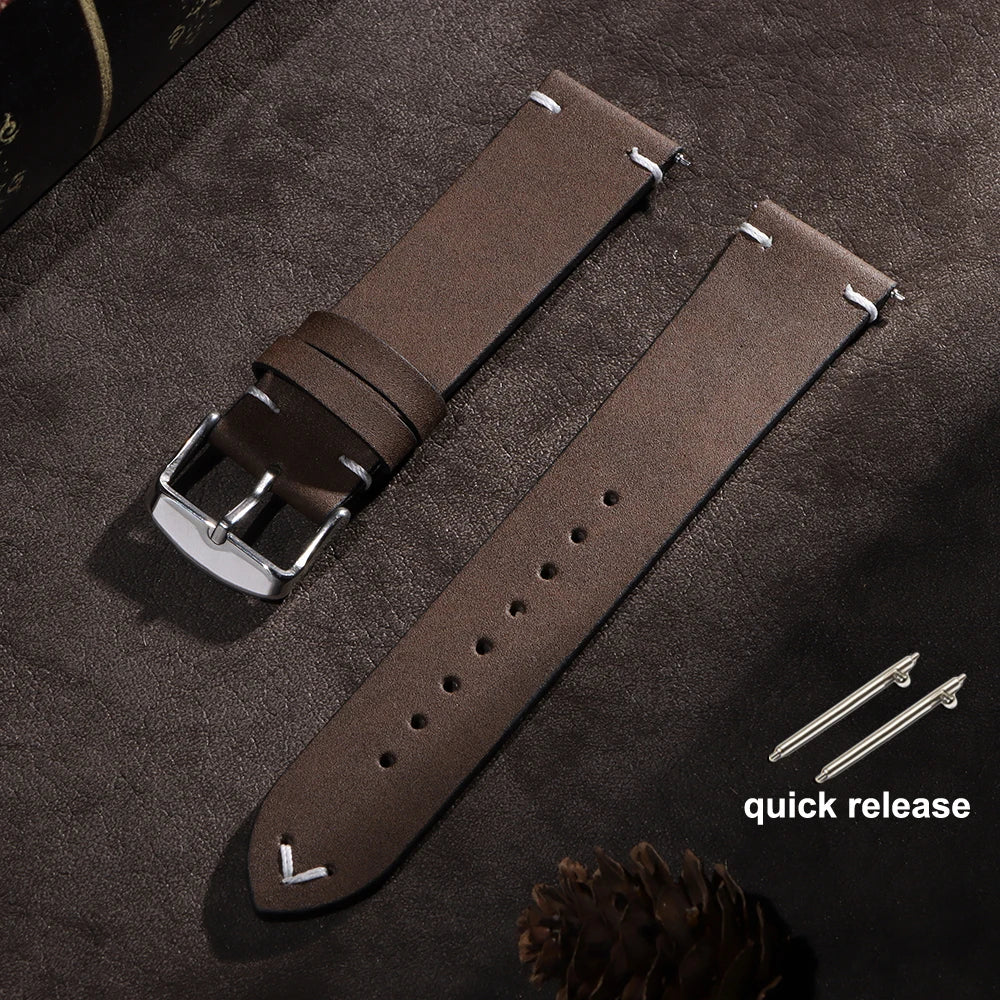 18mm 20mm 22mm Vintage Watchband Handmade Stitching Strap for Omega for Seiko Smartwatch Replacement Wristband Men Accessories