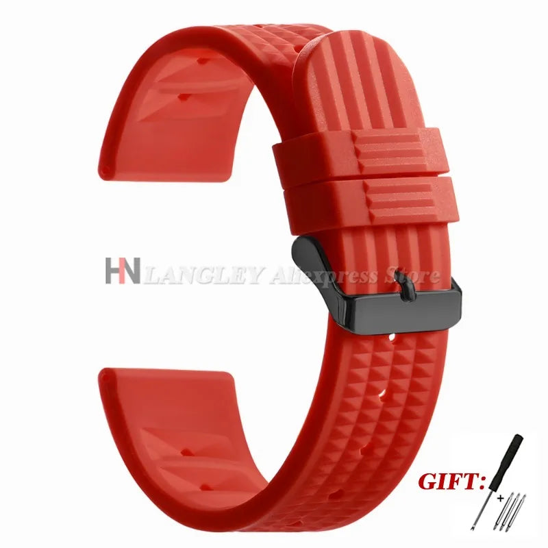 Soft Rubber Waffle Watch Band 20mm 22mm for Seiko for Rolex Water Ghost Sport Silicone Wristband Men's Replacement Strap Premium