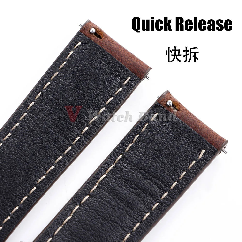 14/16/18/20/22/24mm Quick Release Watch Band MenWomen Watchband Genuine Leather Watch Strap Replacement Belt Vintage Brown Strap
