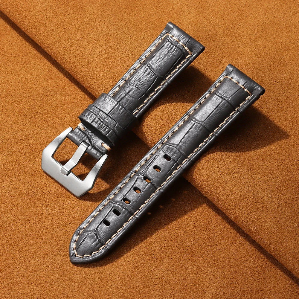 Genuine Leather Watch Band Bracelet 20mm 22mm 24mm 26mm for Panerai Cowhide Vintage Watchband for Samsung Galaxy Watch 3 4 Strap