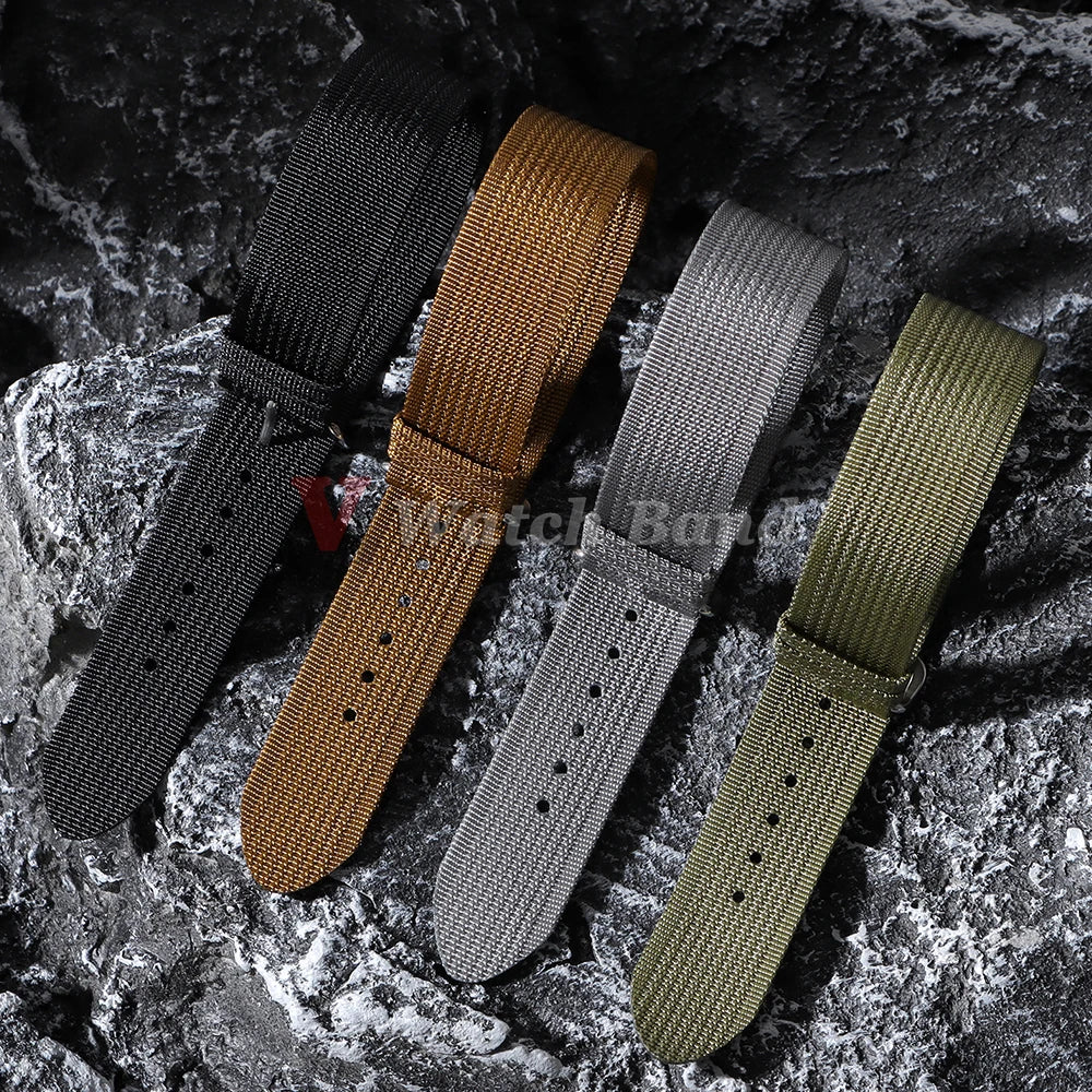 20mm 22mm Ribbed Nylon Strap Fabric Replacement Universal Bracelet Watchband Straps Loop Military Nylon Watch Band Accessories
