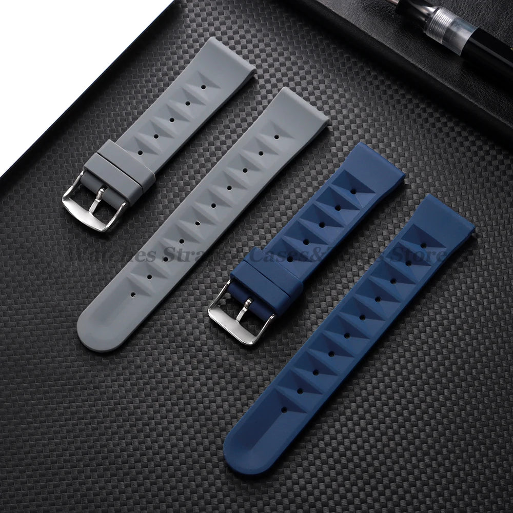 Soft Rubber Waffle Watch Band 20mm 22mm for Seiko for Rolex Water Ghost Sport Silicone Wristband Men's Replacement Strap Premium