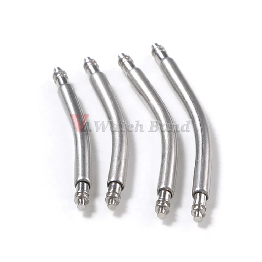 10pcs Curved End Spring Bar Dia 1.5mm 1.8mm Watch Strap Link Pins 18mm 20mm 22mm 24mm for Smart Watch Curved Band with Tool