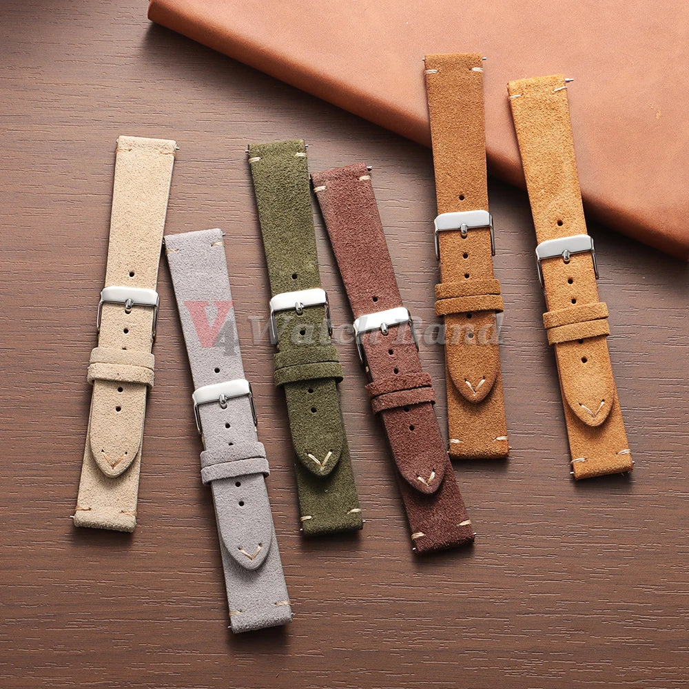 19mm 21mm 20mm 22mm 14mm 16mm 18mm Watch Band Calfskin Wristband Quick Release Soft Suede Strap Bracelets Women&Men Accessories