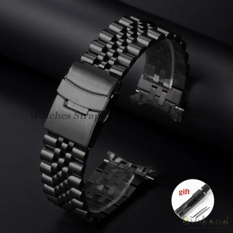 316L Stainless Steel Watch Band for Seiko for Jubilee Watch Curved End Strap 18/19/20/21/22/24/26mm Luxury Bracelets Accessories