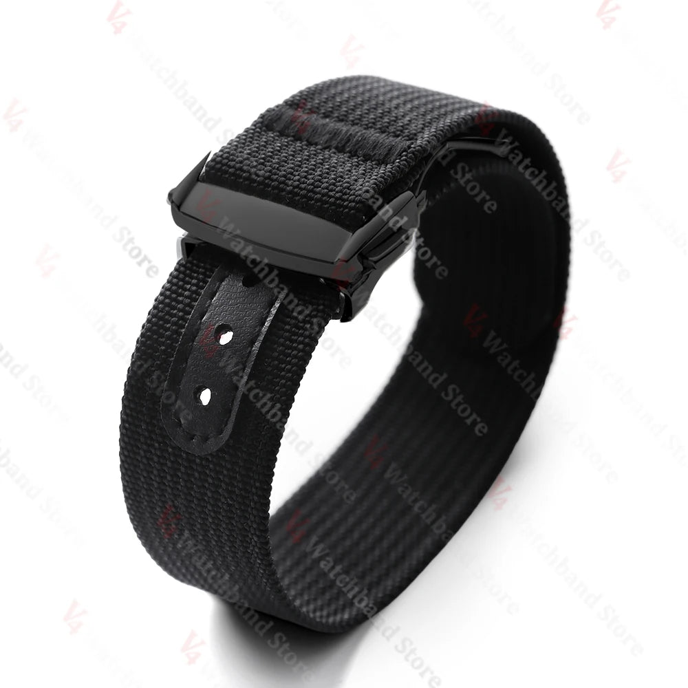 Black Gold Buckle Watch Band 20mm Men's Army Sports Breathable Braided Nylon Strap for Seiko Fabric Bracelet Wristbelt for Omega