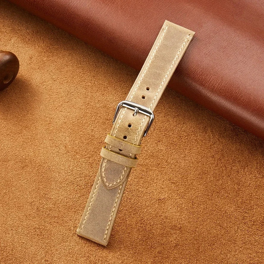 Vintage Genuine Leather Watchband Soft Cowhide Oil Wax Watch Strap for Omega 18mm 20mm 21mm 22mm for Huawei Watch Gt3/Gt4 Belt