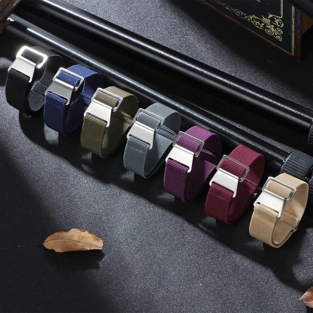 18/20/22mm Nylon Watchband for Seiko Army Military Woven Elastic Strap for French Troops Parachute Bag Universal Men Sport Band
