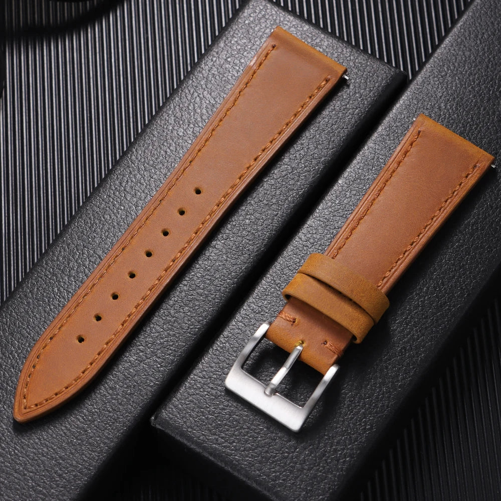 19mm 21mm Genuine Cowhide Leather Watchband for Omega Business Belt for Seiko 18mm 20mm 22mm 24mm Dark Brown Green Watch Straps