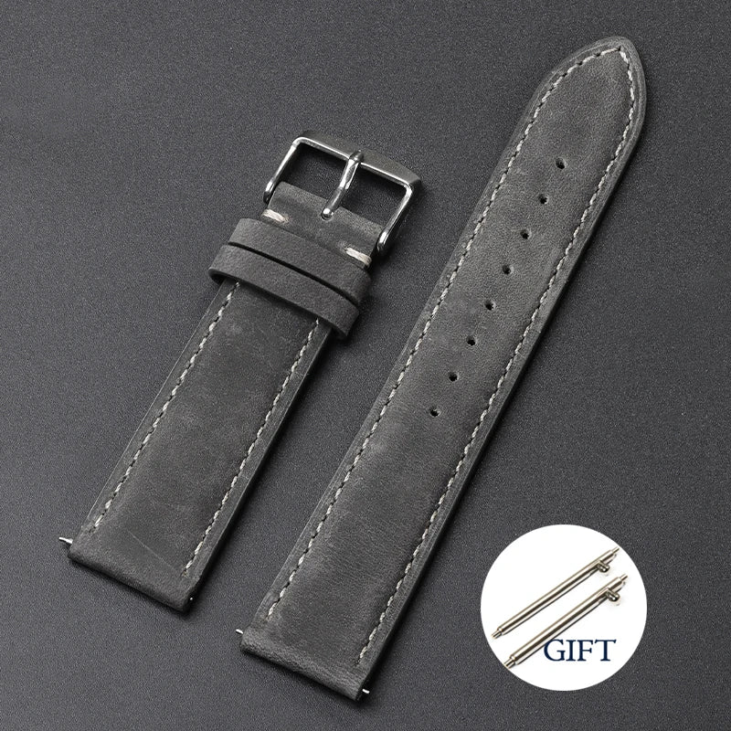 Vintage Matte Strap for Seiko Genuine Leather Watchband 18mm 20mm 22mm for Omega Women Men Sport Wristband Blue Brown Bracelet