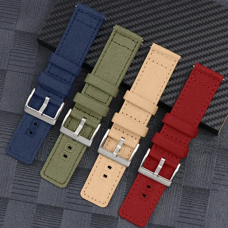 Quick Release Bracelet for Huawei Strap18mm 20mm 22mm Braided Canvas Watch Band for Samsung Galaxy 3/4 40mm 44mm Classic 46/42mm