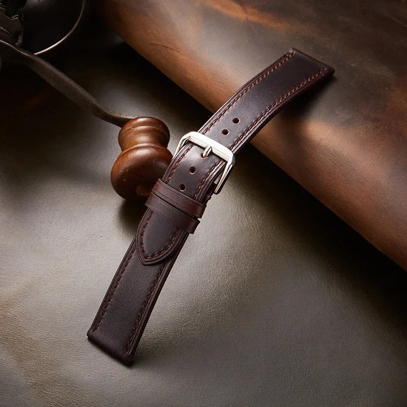 Vintage Genuine Leather Watchband Soft Cowhide Oil Wax Watch Strap for Omega 18mm 20mm 21mm 22mm for Huawei Watch Gt3/Gt4 Belt