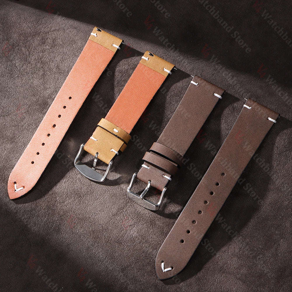 18mm 20mm 22mm Vintage Watchband Handmade Stitching Strap for Omega for Seiko Smartwatch Replacement Wristband Men Accessories