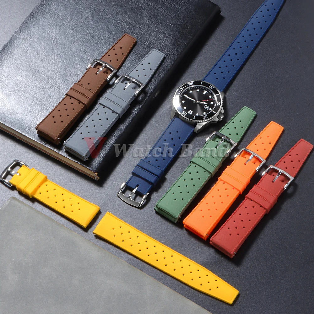 For Fossil for Seiko Bands 18/20/22mm Premium Grade Tropical Rubber Watch Strap for Oris for Omega for S-eiko SKX007 Watch Bands