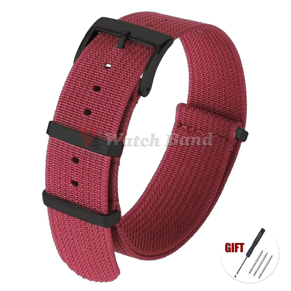 Universal Fabric Bracelet for Seiko 20mm 22mm with Black Buckle Nylon Band for Omega Wristband for Rolex Watch Strap Accessories