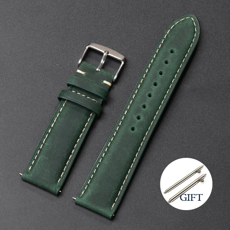 Vintage Matte Strap for Seiko Genuine Leather Watchband 18mm 20mm 22mm for Omega Women Men Sport Wristband Blue Brown Bracelet