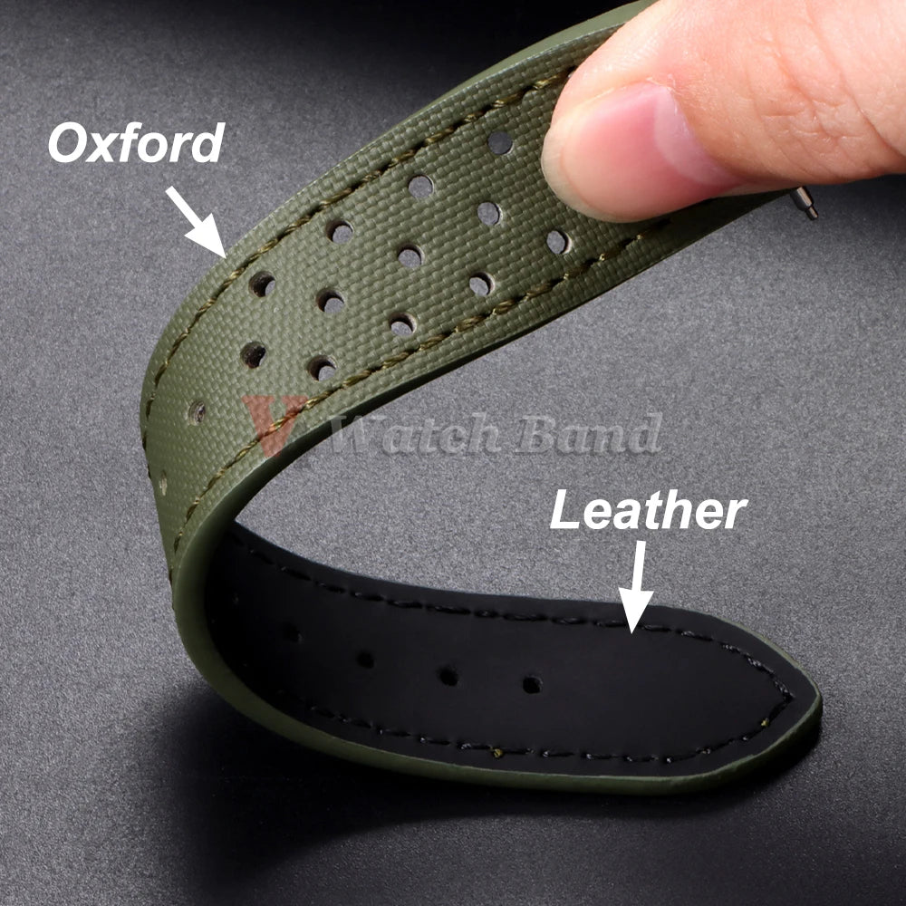 Quality Sailcloth Watch Strap 18/20/22mm for Tag Heuer for Seiko Band Waterproof Fabric Oxford Leather Band Qucik Release Straps