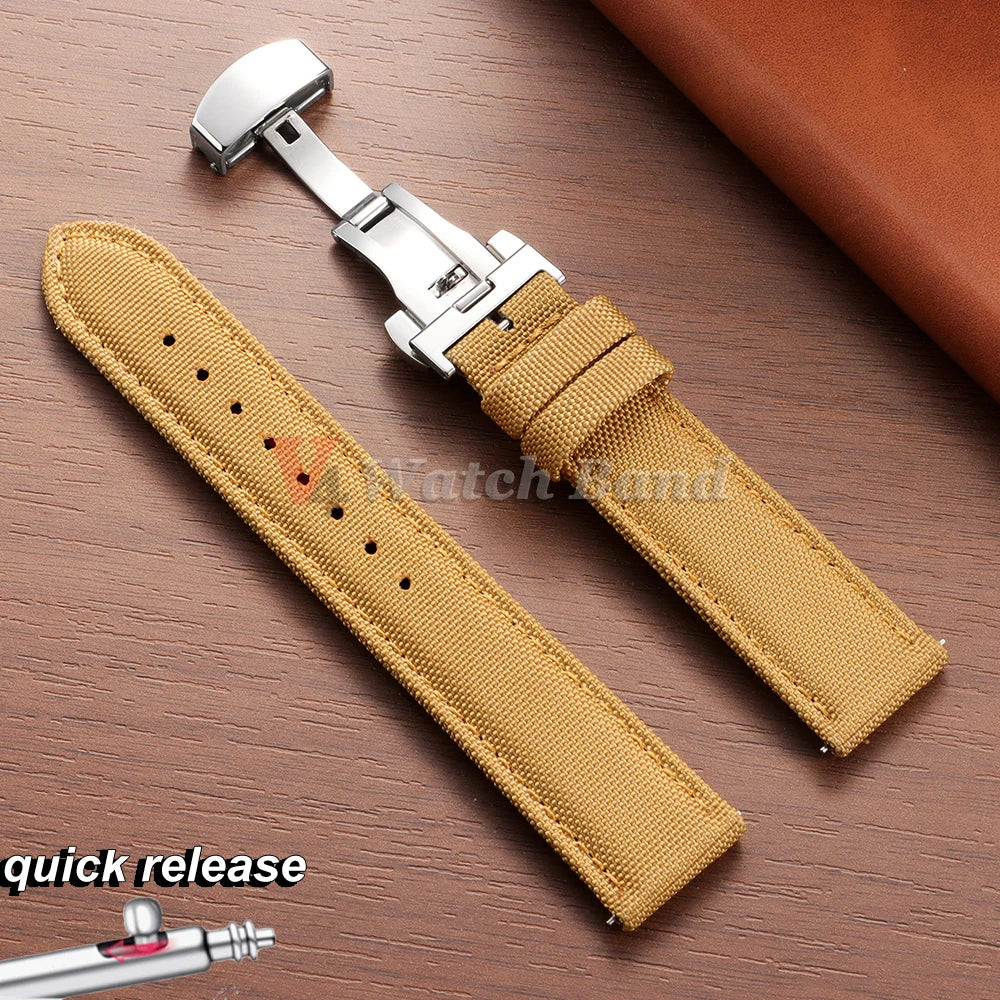 QuickRelease Nylon Watchband for Hamilton Military Sailcloth Watch Strap 20mm 22mm for Omega for Seiko Business Butterfly Buckle