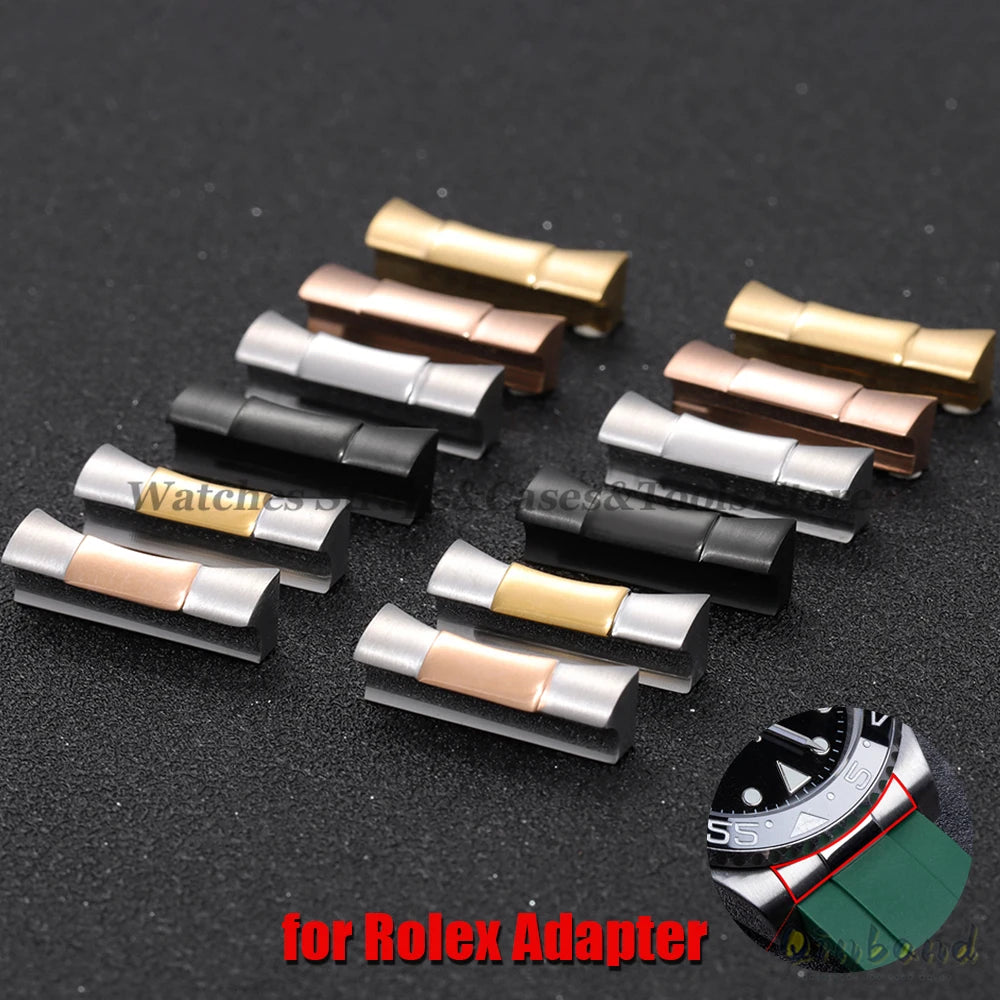 A Pair Solid Curved End Link 20mm for Rolex for Submariner for Daytona 116503 Water Ghost Rubber Watch Strap Seamless Connection